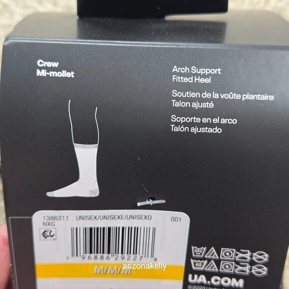 NWT Under Armour 3 pack black socks mid-calf women 6-10/men 7-8.5 - Picture 4 of 4